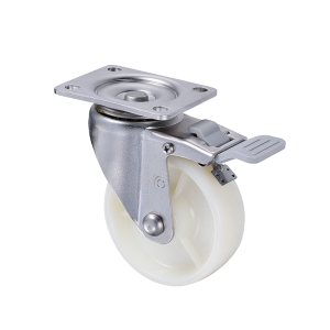 4" Stainless Steel Caster with White Nylon Wheel